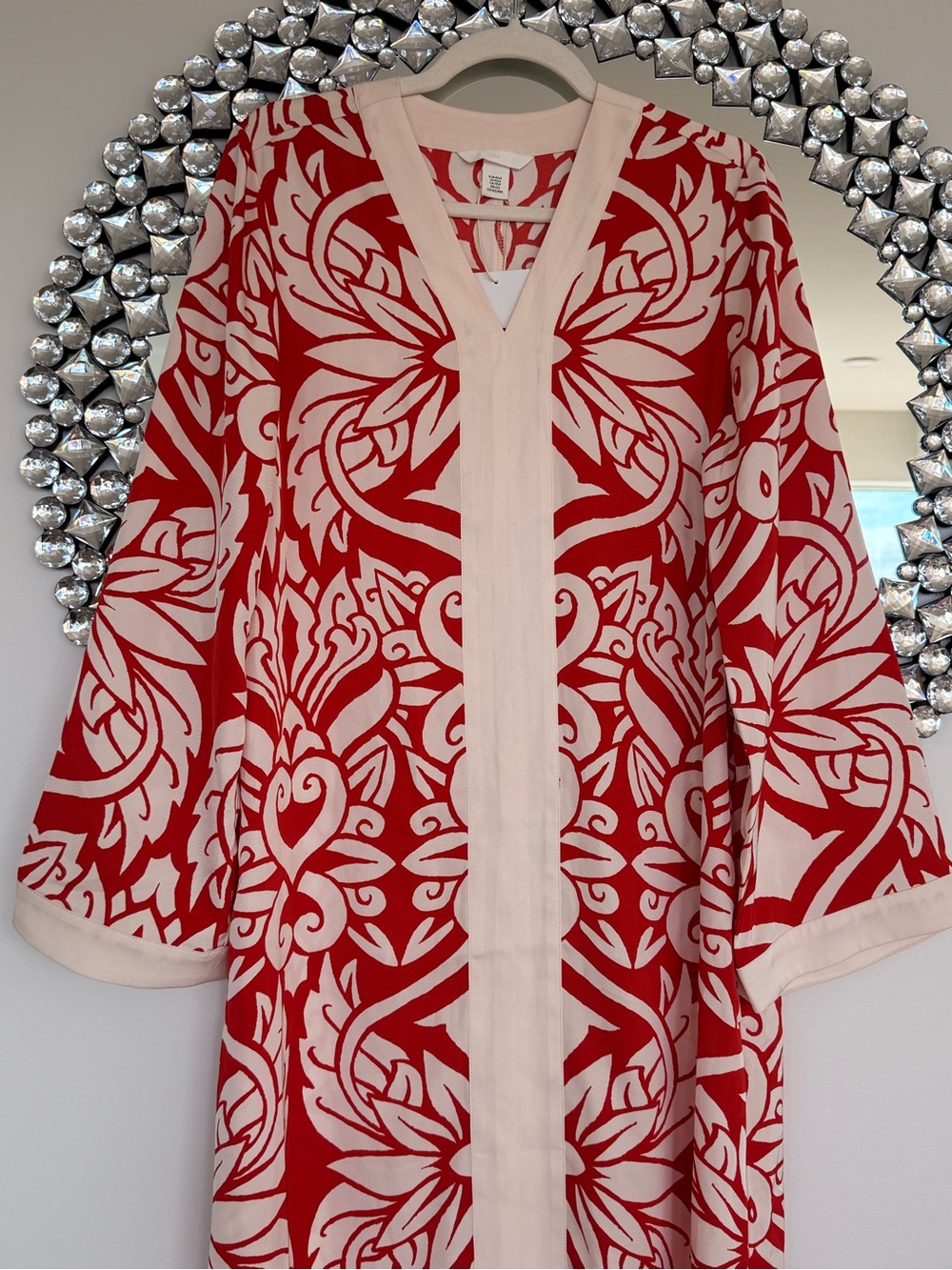 Red & Cream Floral Print Maxi Resort style dress - Picture 4 of 7